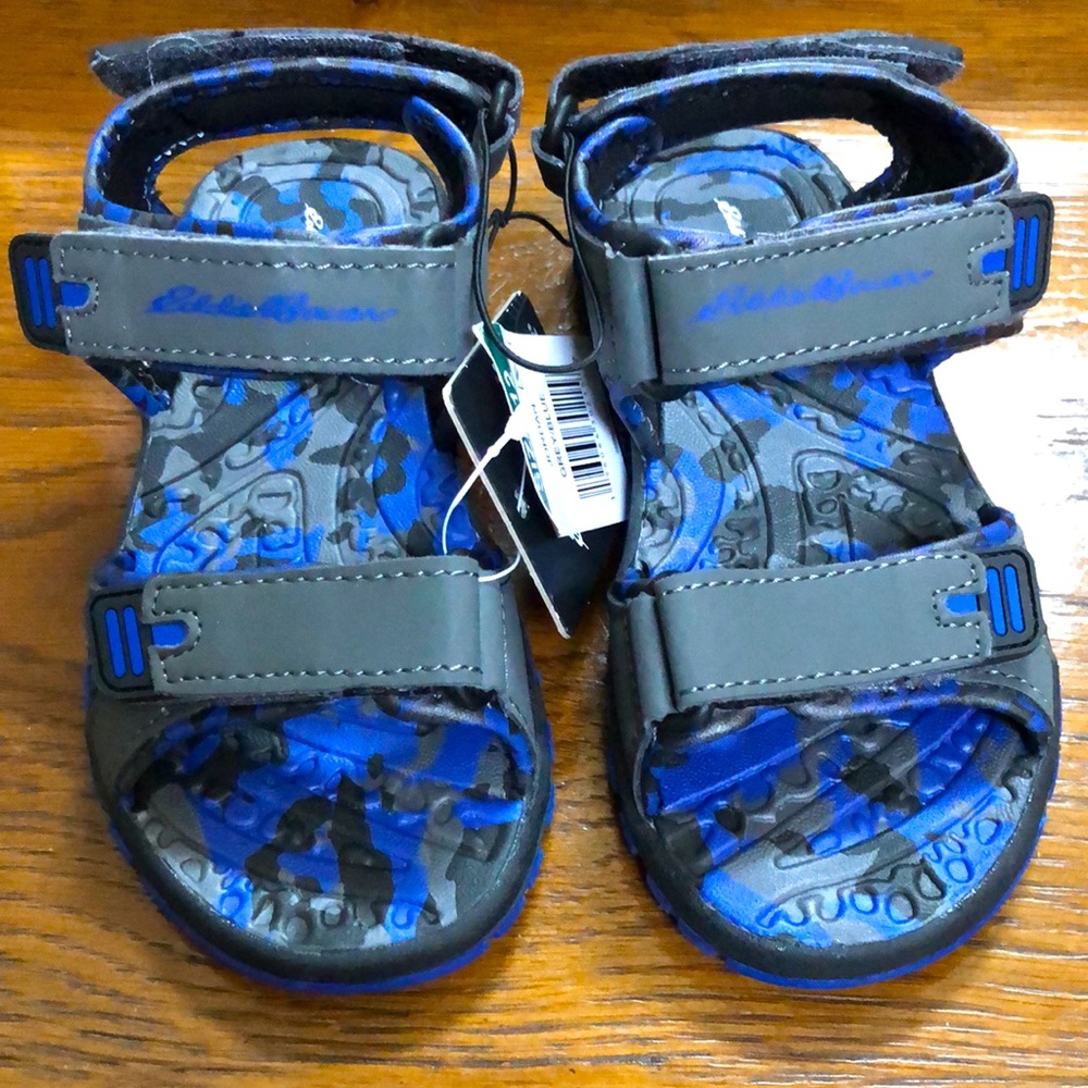New Eddie Bauer boys River sandals. Size 12. Blue/gray.  Three adjustable straps